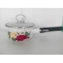 Non-stick big capacity enamel cookware single soup pot and rich peony decal